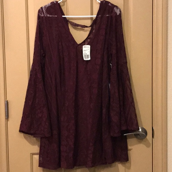 Forever 21 Tops - Beautiful Purple Boho Lace Bell Sleeve Blouse NWT!